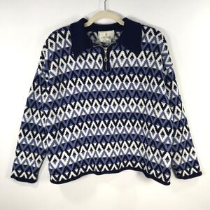Vintage 90s Express Tricot Sweater Large Diamond‎ Grandma Academia Heritage Twee